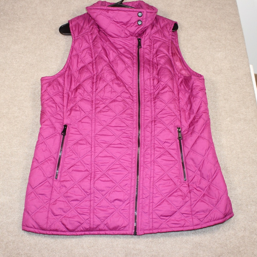 Marc New York Andrew Marc Womens Pink Quilted Puffer Vest Size Large Full Zip